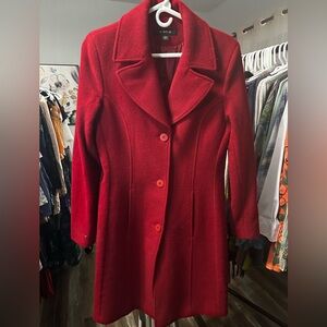 Static Vibrant Red Pea Coat